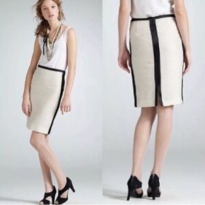 J. Crew Cream and Black Tuxedo Pencil Skirt